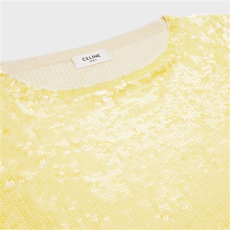 celine yellow crop top|EMBROIDERED CROP TOP IN SILK .